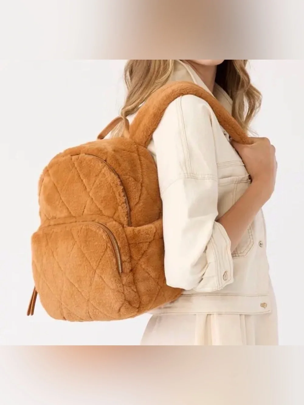 Vera Bradley x Wicked Quilted Plush Mini Backpack in Rust